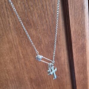 2 Silver Cross Pendant Necklaces In Gift Box